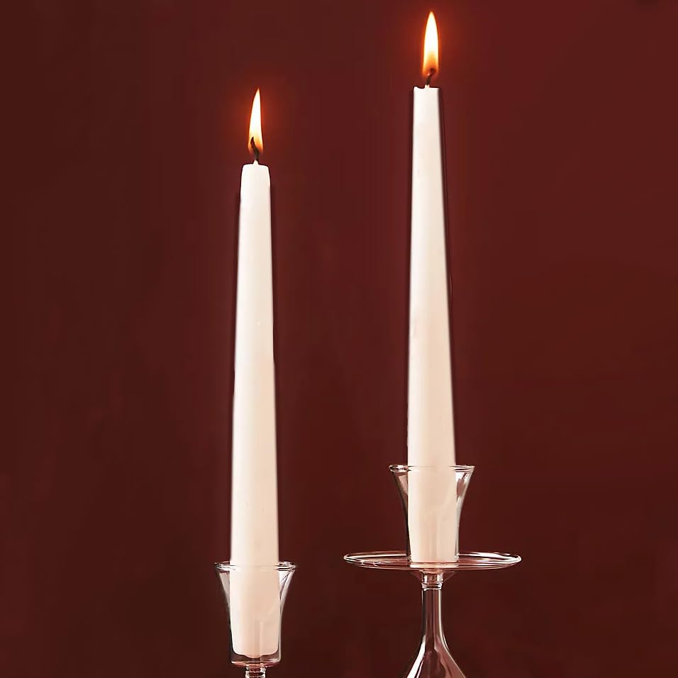 Lot De 6 Bougies Coniques Risthò - Cire Blanche 22 X 40 Cm - Sans Fumée - Idéales Pour Mariage