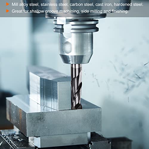 Image of HARFINGTON Square End Mill 4mm x 11mm Cutting 6mm Shank Micro Grain Solid Carbide AlTiN Coated 2 Flutes Milling Bit Cutter for Alloy Hardened Steel Aluminum