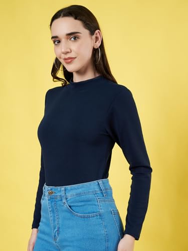 Image of Istyle Can Solid HIgh Neck Full Sleeve Stretchable Slim Fit Top for Women | Tops for Women | high Neck top for Women | Winter Tops for Women