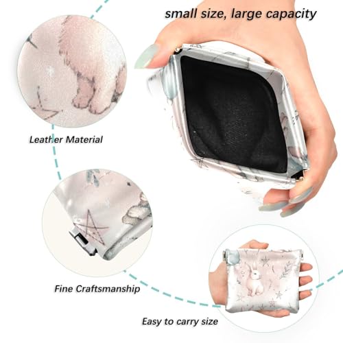 Cute Rabbit Coin Purse Leather Pouch Change Purse, Squeeze Coin Pouch for Cards, Keys & Lipsticks, Unisex2