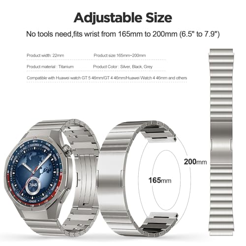 Bracelet titane Huawei Watch GT5 Pro sans lacune ajustement - 3