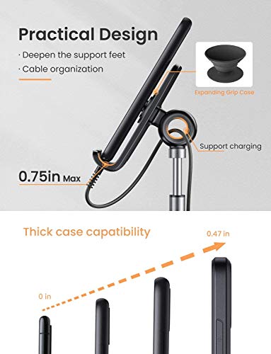 Image of LISEN Cell Phone Stand Adjustable Phone Holer for Desk, Computer Office Desk Accessories for iPhone 16 Holder Women Kitchen Essentials Fits Switch Kindle iPads Tablet 4-10in (Full Black)