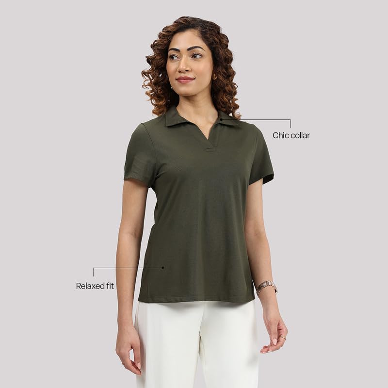 BlissClub T-shirt da donna, tinta unita, vestibilità moderna