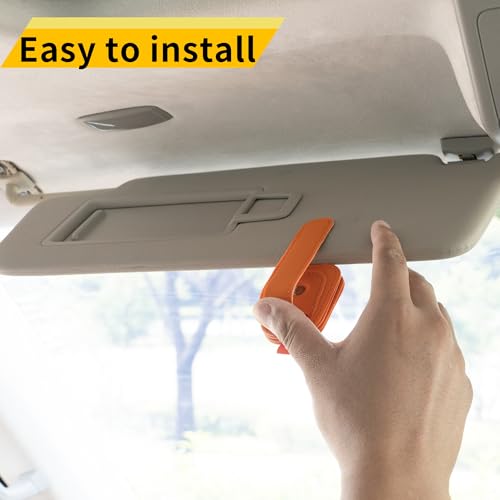 Image of Yuoyar 2 Packs Sunglasses Holders for Car Visor - Magnetic Leather Sunglasses Holder and Ticket Card Clip - Car Visor Accessories (Orange)