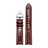 Generico Cinturino in pelle compatibile con DATE JUST MASTER CONTROL TAG19mm20mm21mm22mm Bracciale bocca ad arco(Brown silver,21-18mm)