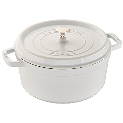 Staub Cast Iron Dutch Oven 7-Qt Round Cocotte, Made In France, Serves 7-8, White #TOP16