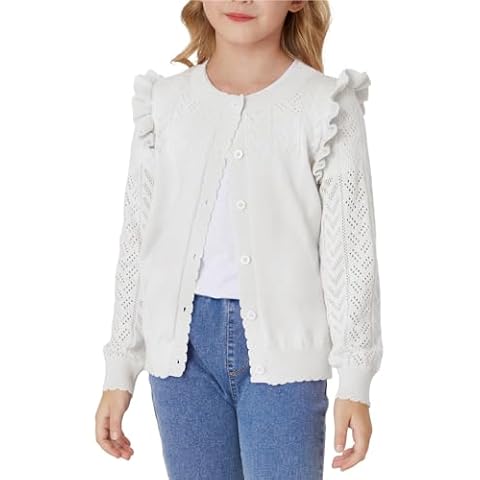 GRACE KARIN Girls Ruffle Long Sleeve Cardigan Cover
