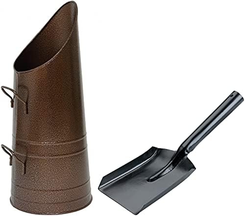 Parasene Heavy Duty Anthracite 23" Coal Hod, Bucket Scuttle Black Bronze Galvanised High Quality for Fireplace Fire Side with Shovel and Poker (Silver (Galvanised) Coal Hod)
