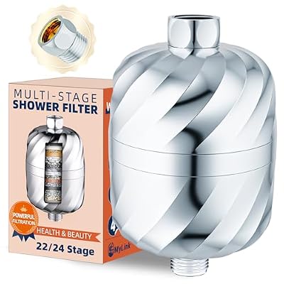 Shower Filter Head for Hard Water of 24 Stage High Output Removes Chlorine to Softener,Brass Nut NO Leaking Reduces Dry Itchy Skin Improves Hair Easy Replacement Cartridge -Chrome