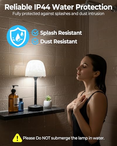 Image of Spa-Like Shower Lamp Waterproof, 16 Colors Bathroom Mood Lighting Cordless | Rechargeable, Remote & Touch Control, LED Ocean Wave Projector Light for Inside Shower, Bath, Bedroom, Outdoor, Patio (Black)
