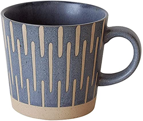 Taza de cafe grande ceramica 350 ml de calidad muy resistente,con cuchara,taza desayuno grande,taza para infusiones estilo Nordico,taza de te,tazas de cafe originales,tazas ceramica cafe(modelo Rayas)