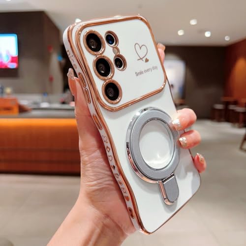 Coque Samsung S26 blanche en silicone avec support béquille intégré