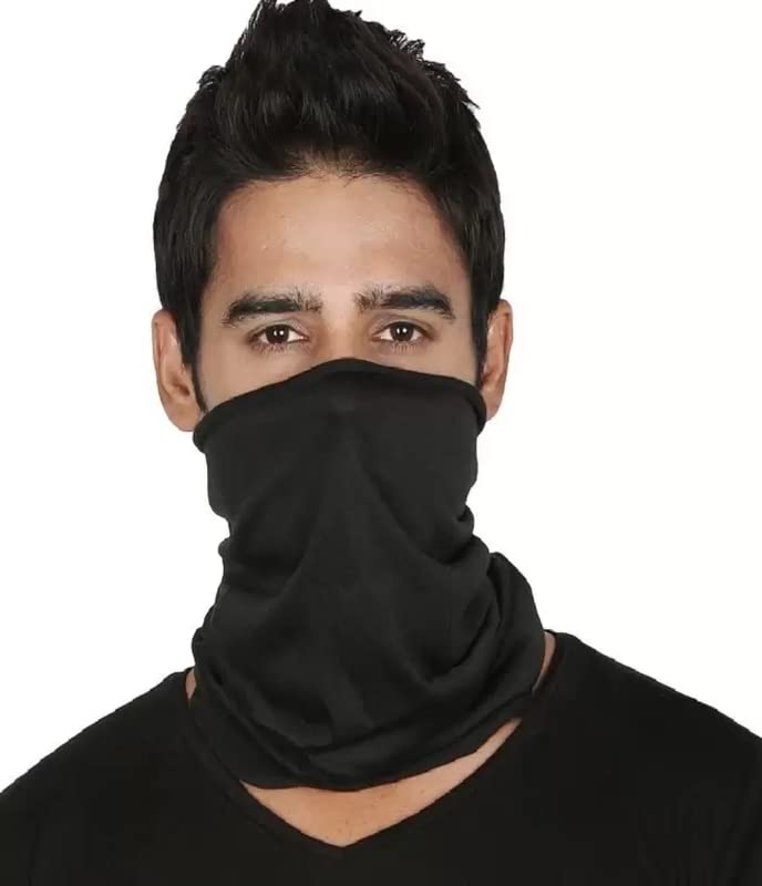 Men & Women Solid Bandana Black-image-1