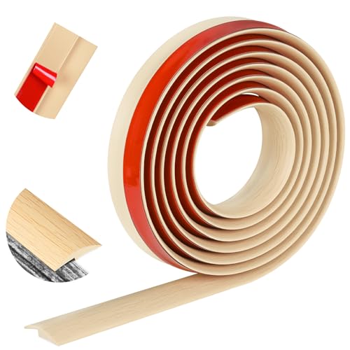 10Ft Floor Transition Strip Self Adhesive Carpet to Tile Floor Edging Trim PVC Threshold Strips, Peel and Stick Floor Joining Strip Suitable for Threshold Height Less Than 5mm (Beige Cream)