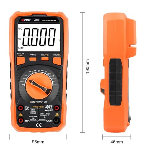Image of Victor /RuoShui VC97 Digital Multimeter Tester, 3999 Counts, Voltage Meter with Non-Contact Voltage Tester, Measures AC /DC Voltage & Current Resistance Capacitance Frequency (Victor VC97)
