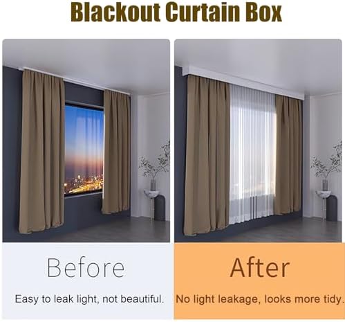 Wood Grain Pelmet Box with Track - Retro Wall-Mounted Curtain Rail System for Bay Windows, Concealed Valance & Durable Curtain Track (4.6m/15.1ft)