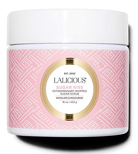 LALICIOUS Sugar Kiss Extraordinary Whipped Sugar Scrub - Cane Sugar Body Scrub with Coconut Oil & Honey, No Parabens (16 Ounces)