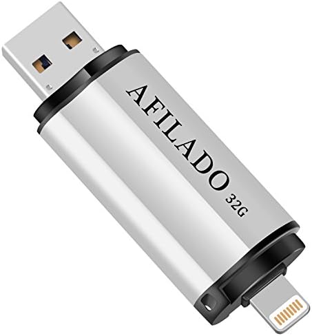 iPhone Flash Drive 32GB USB 3.0 Memory Stick, AFILADO iOS Thumb Pen Drive, Lightning External Storage Expansion Compatible with Apple iPad/iPhone/Android & Computers (Silver)