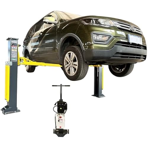 2 Post Car Lift 7000lbs, 8000lbs Tested Heavy Duty Hydraulic Auto Vehicle Truck Lift with 2+3 Adjustable Arm Design, Safety Lock and Rubber Door Protectors, for Garage and Workshop, 110V