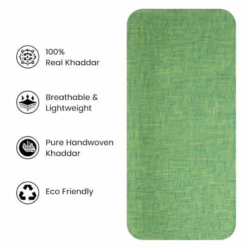 Image of Unstitched Cotton Fabric for Men and Women - Light Weight Trending Self Pattern Khadi Cotton Fabric Material (3.5 Meter, Greenish Yellow)