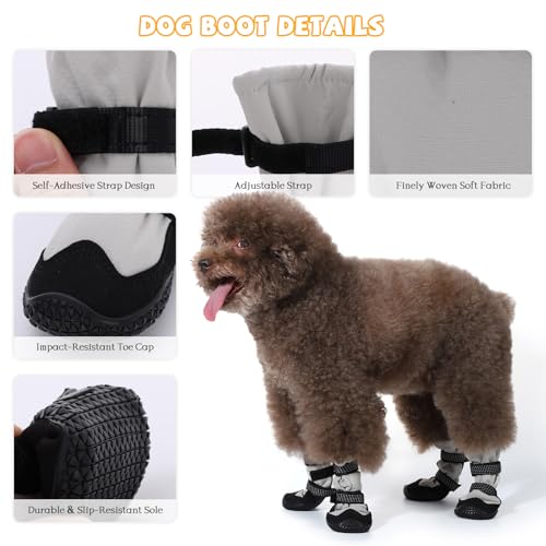 BWBIKE Anti-Rutsch Hundestiefel für Winter Regen & Schnee, Pfotenschutz für Outdoor-Abenteuer & Hartböden, rutschfeste Hundeschuhe mit Gummisohle