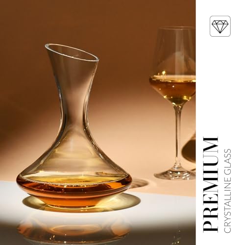 Image of KROSNO Wine Decanter, 25.4 oz, Essence Collection | Carafe for Wine or Alcohol, Lead-Free Crystal Glass, Wine Dispenser, Glass Wine Bottle