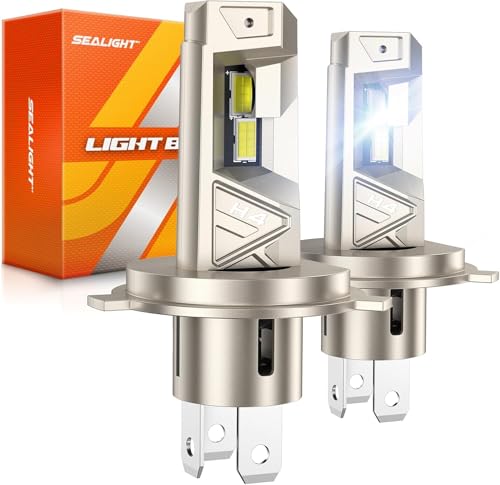 Image of SEALIGHT H4 Fog Bulbs, 96000LM 10X Brighter S6 Pro HB2 Fog Bulb with 32 Lighting Chips, 80,000hrs+ Lifespan 9003 Drving Light, 6500K White, Plug n Play, for Powersports ATV, Vehicle, Pack of 2