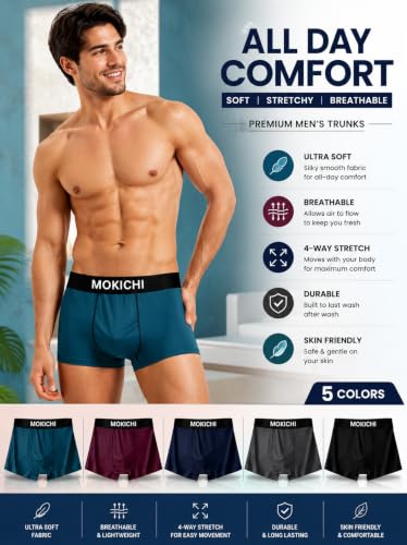 Image of Men's Boxer Briefs for Men Pack of 5 | Soft Stretchable Trunks with Elastic Waistband | Comfortable Breathable Innerwear, Sports & Gym