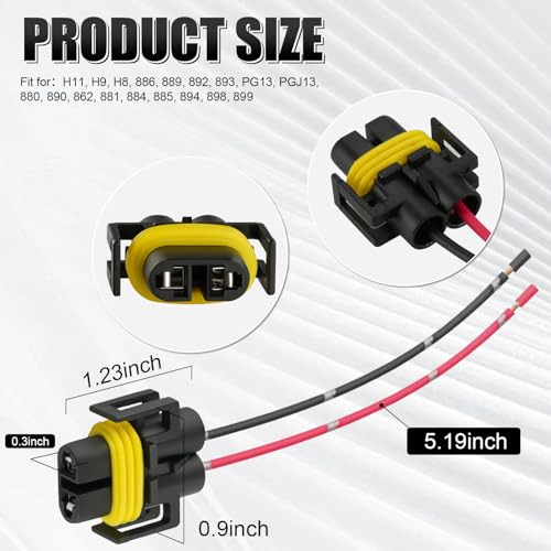 image for iBrightstar H11 H9 H8 880 881 Female Nylon Adapter Wiring Harness Sock