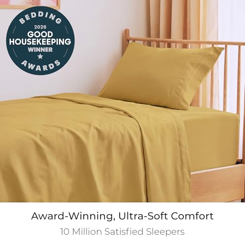 Image of Mellanni Twin Sheets Set - 3 PC Iconic Collection Bedding | Hotel Luxury, Extra Soft, Cooling Bed Sheets - Wrinkle, Fade, Stain Resistant (Twin, Yellow)