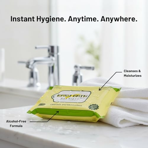 Image of Easy Bath Wipes | Enriched with Aloe Vera & Vitamin E | Extra Large 32x32 cm Wet Wipes for Gentle Cleansing | Bathing Wipes for Adults & Elderly | 10 Wipes Per Pack | Combo of 3 (Total 30 Wipes)