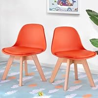 Laoggbtb Comfy Chair Set of 2，Solid Color Simple Style Small Desk Chair for 3-10 Years Old Children, Curved Back Design and Sponge Padded seat for Living Room Bedroom Dining Room (Orange 2)