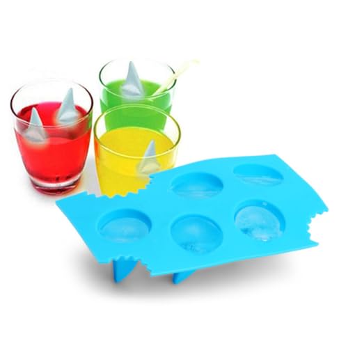 Molde para cubitos de hielo con forma de aleta de tiburón de silicona azul miniatura 1