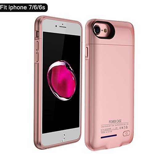 BIGFOX for iPhone 7 Battery Case, for iPhone 8 Charging Case Magnetic Rechargable External Battery Case 3000mAh Slim Extended Backup Power Bank Case Bank Cover for iPhone 6/6S/7/8[4.7inch] (Rose Gold)