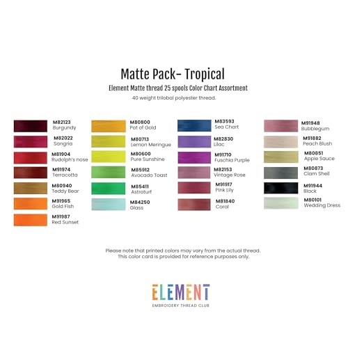 Hilo de bordar ELEMENT Tropical Pack 25 bobinas 1000m 40 wt miniatura 5