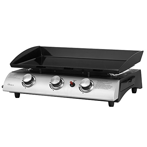 Callow Gas BBQ 3 Burner Plancha Griddle in Stainless Steel with ignitor and heavy duty plancha plate 63cm x 35cm