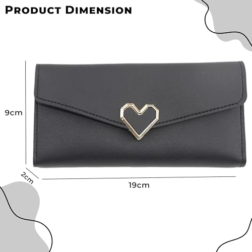 Image of Kraptick Women's Wallet -Stylish and Compact Purse Clutch Wallet for Women, Stylish Card Coin Holder, Debit Card Holder, Money Organizer and Travel Wallet for Women with 13 Slots (Black)