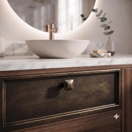 Image of JAGGER JAG401 Drawer Knobs for Home & Office - Durable and Elegant Stainless Steel Door Knob for Cabinets, Cupboards & Dressers (2, Brass Antique (Square))