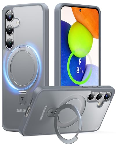 TORRAS Magnetic Ostand for Samsung Galaxy S24 Case, Translucent Gray
