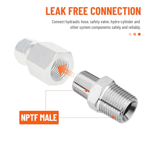 Image of 10 Pack Hydraulic Adapter Fitting: 3 /8 inch NPTF Male x 1 /2 inch NPTF Male
