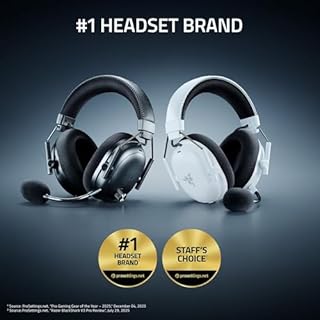 Razer BlackShark V3 Pro Wireless ANC Gaming Headset for PC: Full Band Mic - 50mm Drivers - 2.4 GHz, Bluetooth, USB, 3.5mm - Works with Mac, PS5, Nintendo Switch, Smartphone - 70 Hr Battery - White