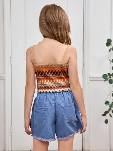 Image of Verdusa Girl's Summer Geo Graphic Bow Knot Shoulder Sleeveless Crop Cami Top