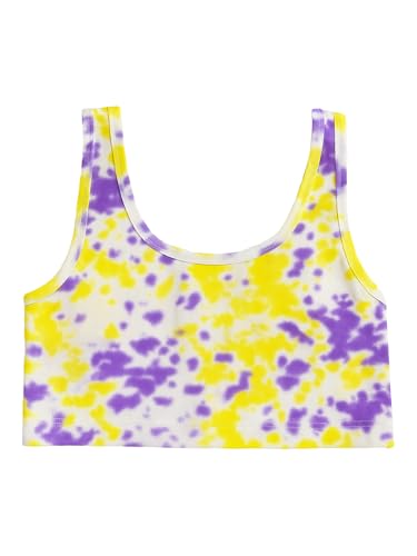 Image of BODYCARE Girls Crop Top with Cotton Spandex Sports | Double Layered & Non Wired |Full Coverage, Seamless, Racerback | Pack of 2 (Color & Print May Vary)