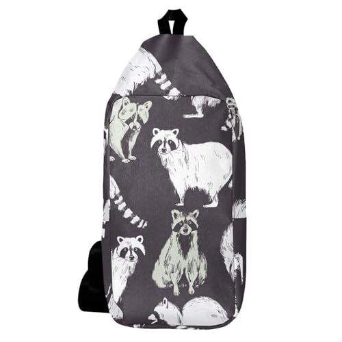 Sac à dos à bandoulière raton laveur multicolore pour homme et femme