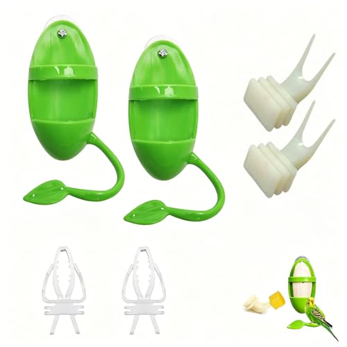 Support alimentation 3 en 1 cage oiseaux avec pinces et fourchettes