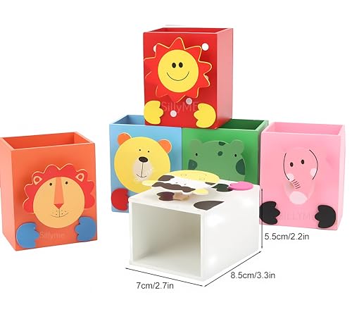 12pcs Wooden Pen Box Return Gifts Birthday Party for Kids | Return gift for kids age 6-10 - birthday return gift for kids 6-12 | Cute Animal Theme Stationery Placer kanjak gifts for girls pack of 12