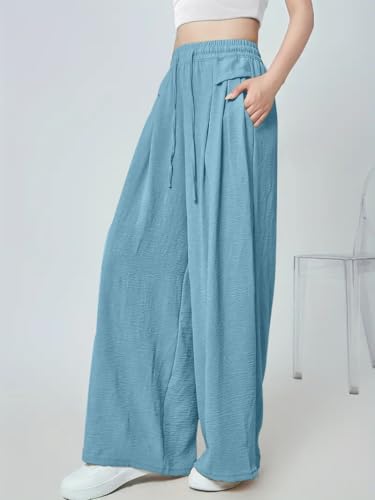 Image of GRECIILOOKS High Waist Polycotton Trousers for Women - Flared Parachute Pants with Side Pockets | Casual Travel Cargo Pants (Available in Plus Size and Value Pack)