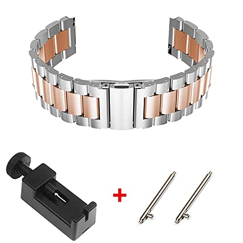 Giaogor Bands Compatible with Fossil Gen 6 Smartwatch Band Solid Stainless Steel Metal Band for Fossil Gen 6 42mm / 44mm Smartwatch (Silver-Rose Gold - Image 2