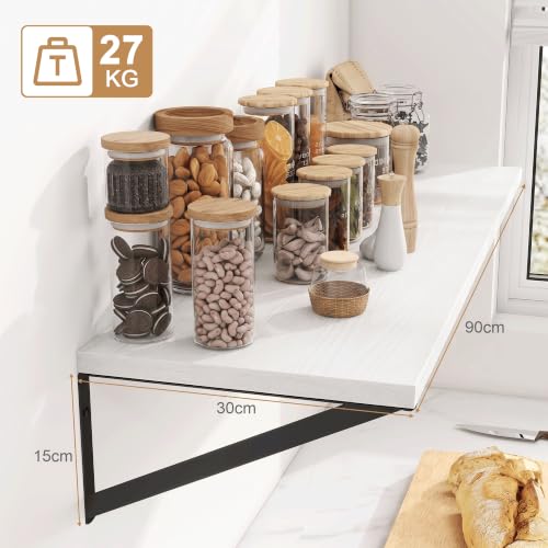 Fun Memories Schweberegal, 90 x 30 cm, 2er Set Wandregal mit Metallhalterungen, dekoratives Wandregal für Wohnzimmer, Schlafzimmer… – Ansicht 3