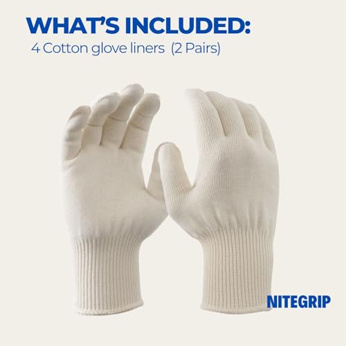 Nite Grip Heat-Resistant Cotton String Knit Work Gloves (2 Pairs, Large) – Reusable BBQ & Safety Glove Liners Hand Saver